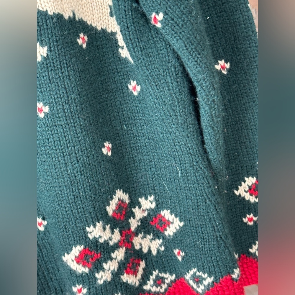 Vintage Ralph Lauren Hand Knit Wool Fur Collar Reindeer Christmas Sweater zipup - Picture 12 of 14
